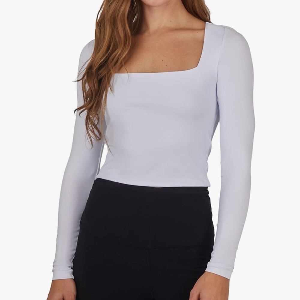 90 Degree by Reflex Contour Ocean Square Neck Top in White
